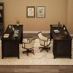 Bureau de style rustique avec tiroir classeur, bureau en bois de 136 cm pour bureau à domicile - Poste de travail robuste avec grand espace de rangement