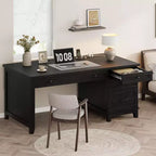 Farmhouse Style Office Desk with File Drawer, 53.5 Wooden Writing Desk for Home Office - Sturdy Workstation with Ample Storage
