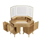 Coiffeuse d'angle de maquillage 47,2 po, petite coiffeuse d'angle moderne avec miroir, 1 tiroir et 2 armoires