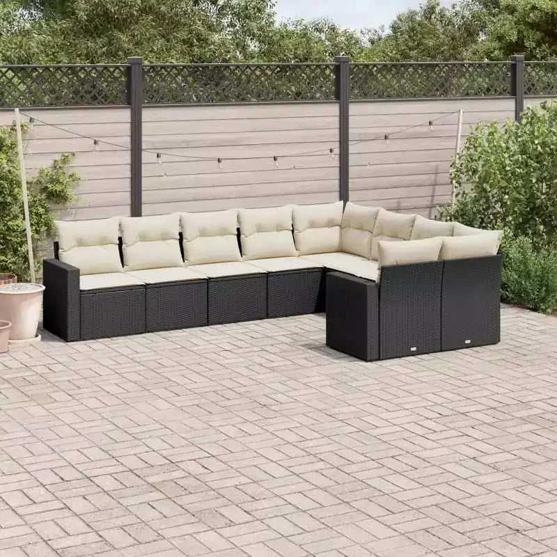 Ensemble de canapés de jardin noir en rotin PE Grand canapé de jardin modulable
