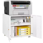 Armoire d'imprimante métallique à double porte avec roulettes verrouillables, organisateur de rangement moderne
