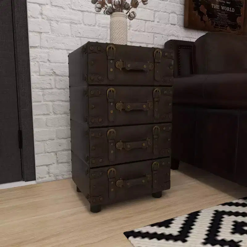 Commode en bois empilable, couleur Java foncé : Cadre en bois d'hévéa, aucun assemblage requis, commode à 4 tiroirs