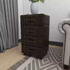 Commode en bois empilable, couleur Java foncé : Cadre en bois d'hévéa, aucun assemblage requis, commode à 4 tiroirs