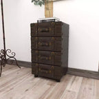 Commode en bois empilable, couleur Java foncé : Cadre en bois d'hévéa, aucun assemblage requis, commode à 4 tiroirs