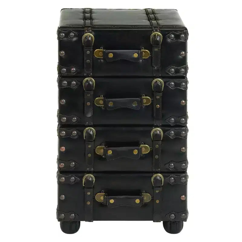 Commode en bois empilable, couleur Java foncé : Cadre en bois d'hévéa, aucun assemblage requis, commode à 4 tiroirs