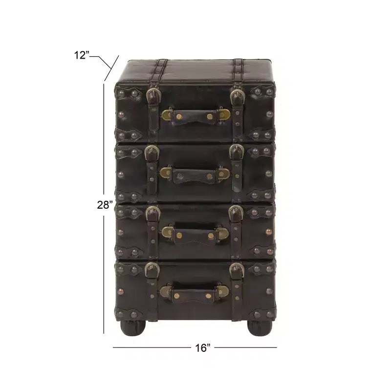Commode en bois empilable, couleur Java foncé : Cadre en bois d'hévéa, aucun assemblage requis, commode à 4 tiroirs