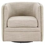 Fauteuil pivotant Milton - Crème : Siège de salon confortable, dossier capitonné, aucun assemblage requis