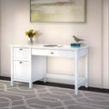 Bureau d'ordinateur Broadview avec tiroirs Blanc pur : Moderne milieu de siècle, MDF, Mobilier de bureau