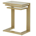 Tables gigognes Emil doré : Verre trempé transparent, Structure métallique, Aucun assemblage requis