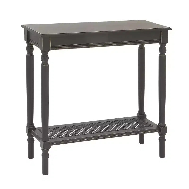 Table console rectangulaire traditionnelle en bois, noire