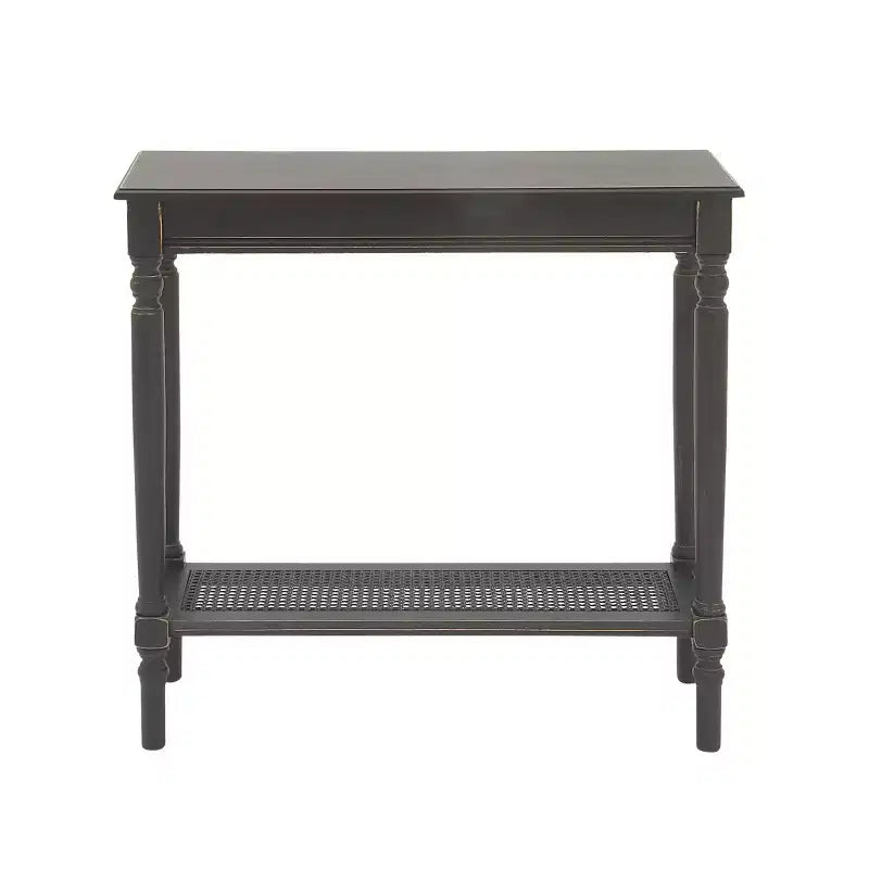 Table console rectangulaire traditionnelle en bois, noire