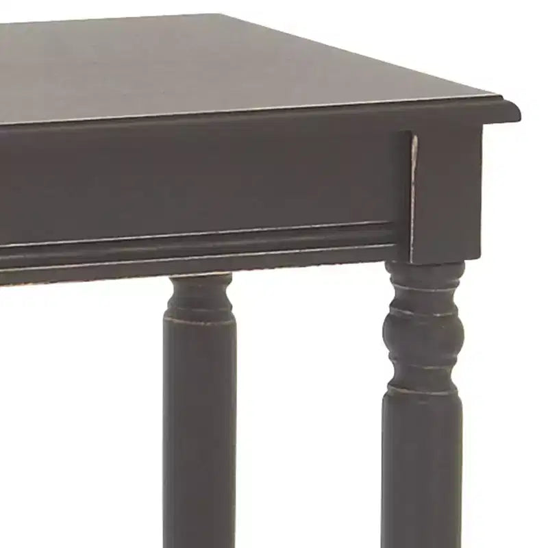 Table console rectangulaire traditionnelle en bois, noire