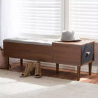 Merrick Mid Century Retro Modern 1 Drawer Light Gray, Brown - Baxton Studio