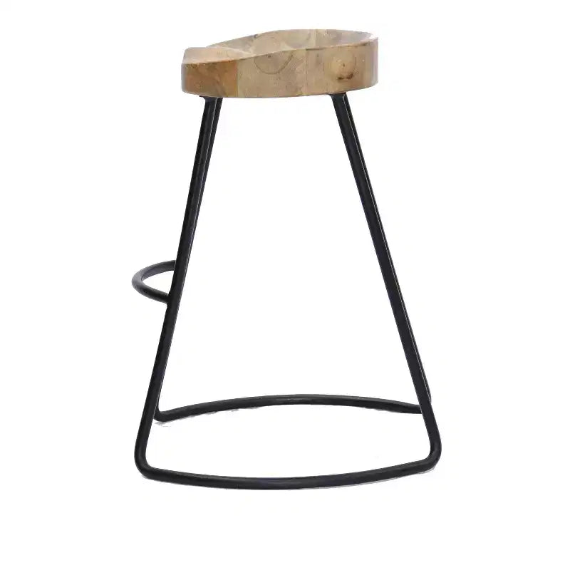 Tabouret de bar à selle en bois, marron et noir