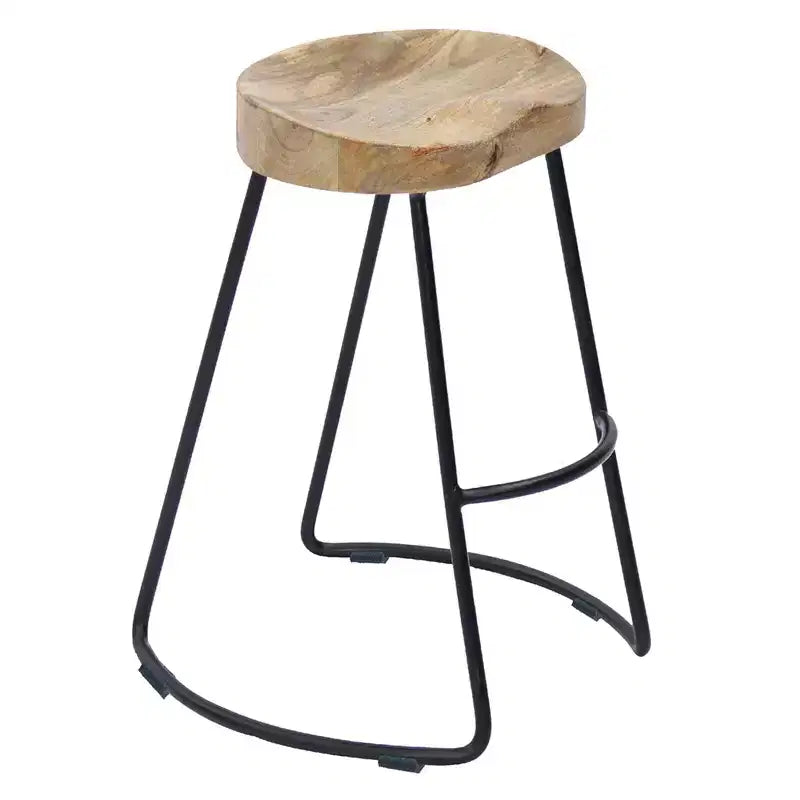 Tabouret de bar à selle en bois, marron et noir