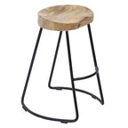 Tabouret de bar à selle en bois, marron et noir