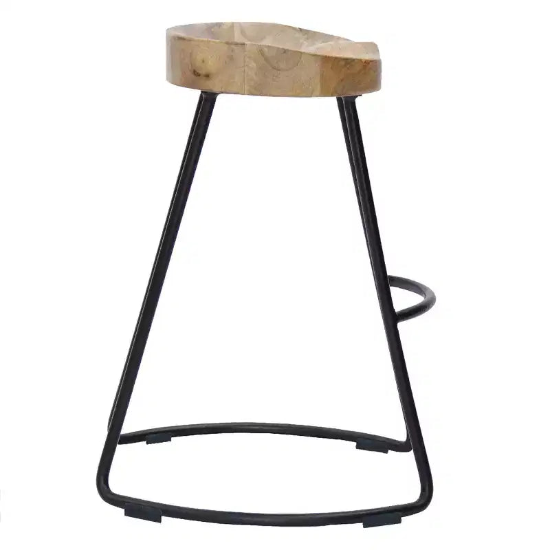Tabouret de bar à selle en bois, marron et noir