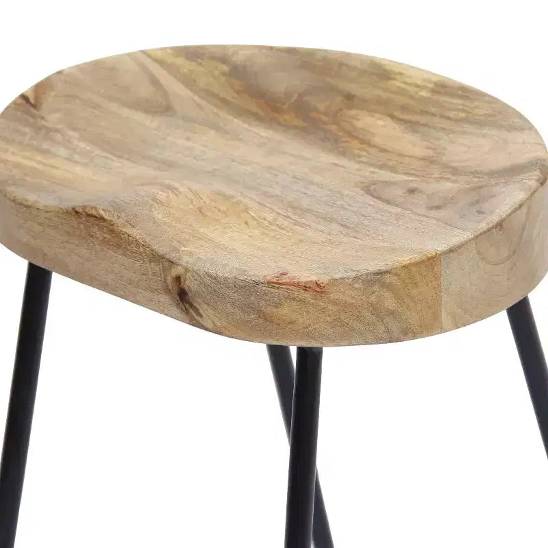Tabouret de bar à selle en bois, marron et noir