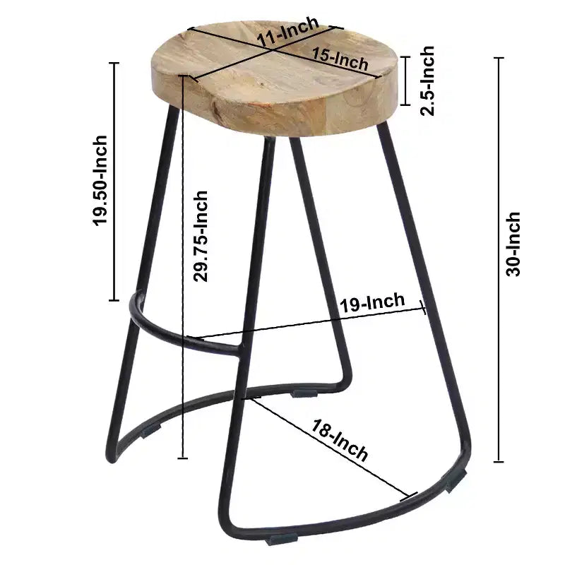 Tabouret de bar à selle en bois, marron et noir
