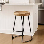 Tabouret de bar à selle en bois, marron et noir
