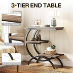Table d'appoint industrielle à 3 niveaux en forme de C