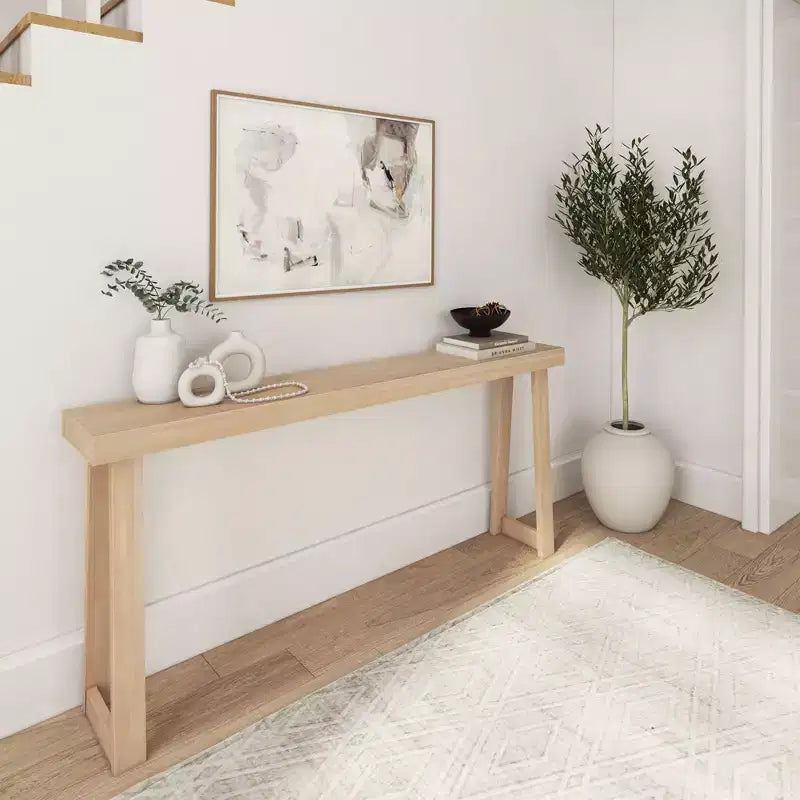 Console en bois massif 66, Table d'entrée classique, Table de foyer étroite